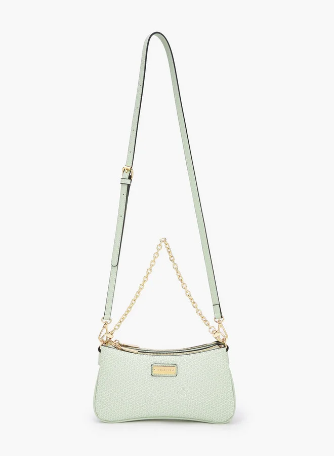 Celeste Monogram Print Crossbody Bag With Zip Closure